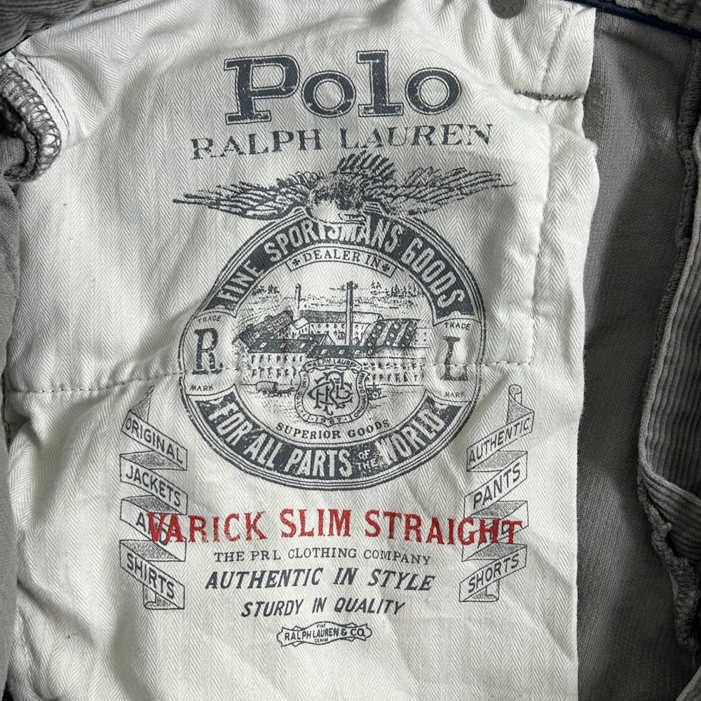 Polo Ralph Lauren Varick Slim Straight Corduroy Pants Men's 34x32 Gray - Picture 7 of 10